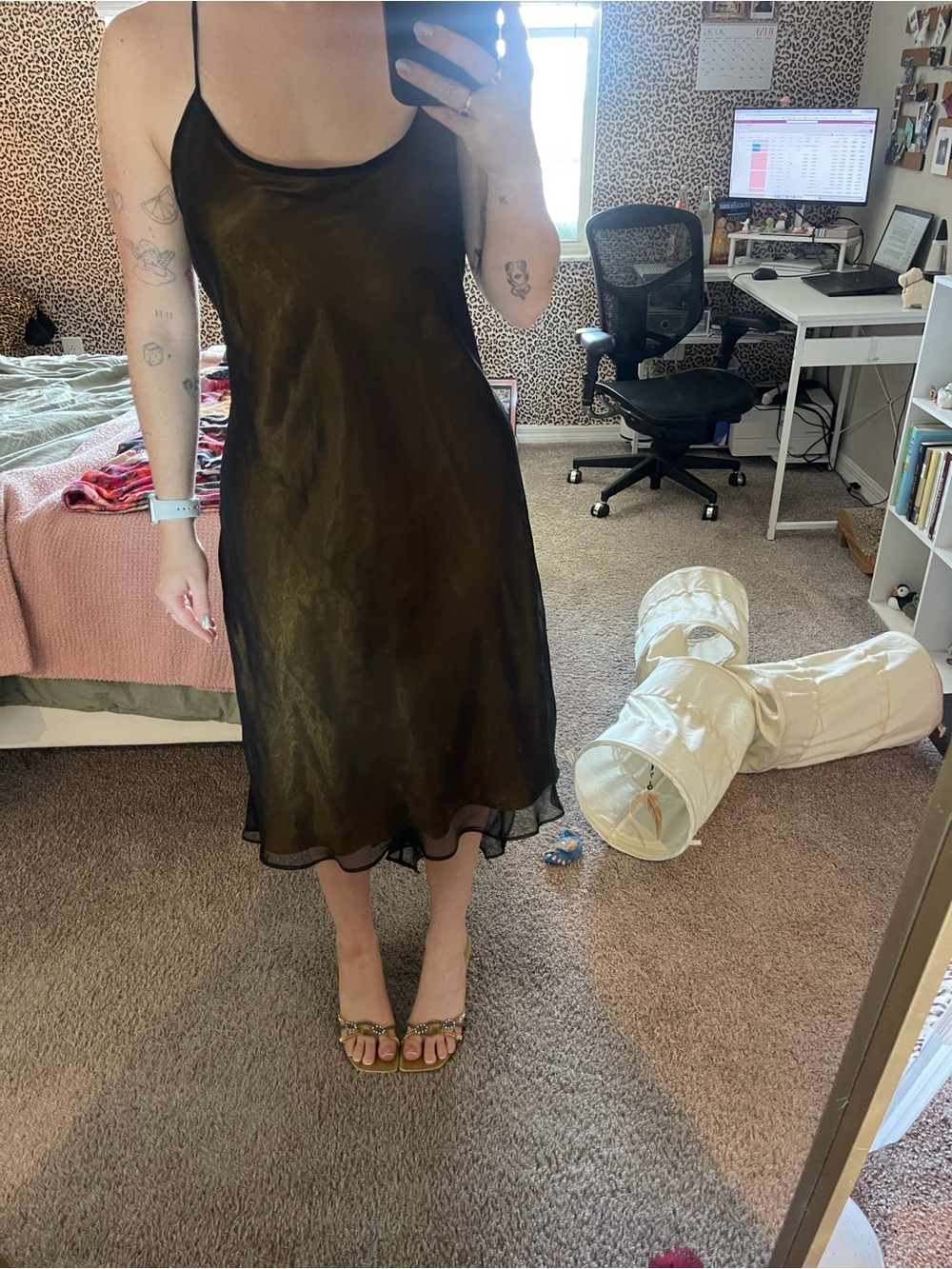 1997 Victorias Secret Collections double lined mesh cross open back dress